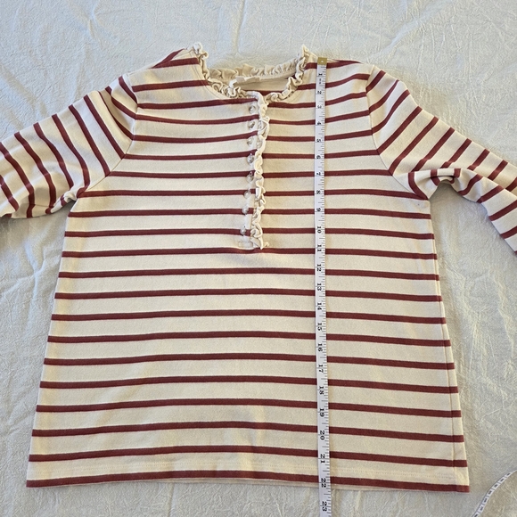 Sezane Gael Mariniere Striped Button Down Top, Rosewood, Medium - Picture 11 of 13